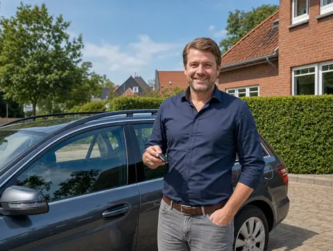 Verkäufer aus Leer mit dem verkauften Fahrzeug